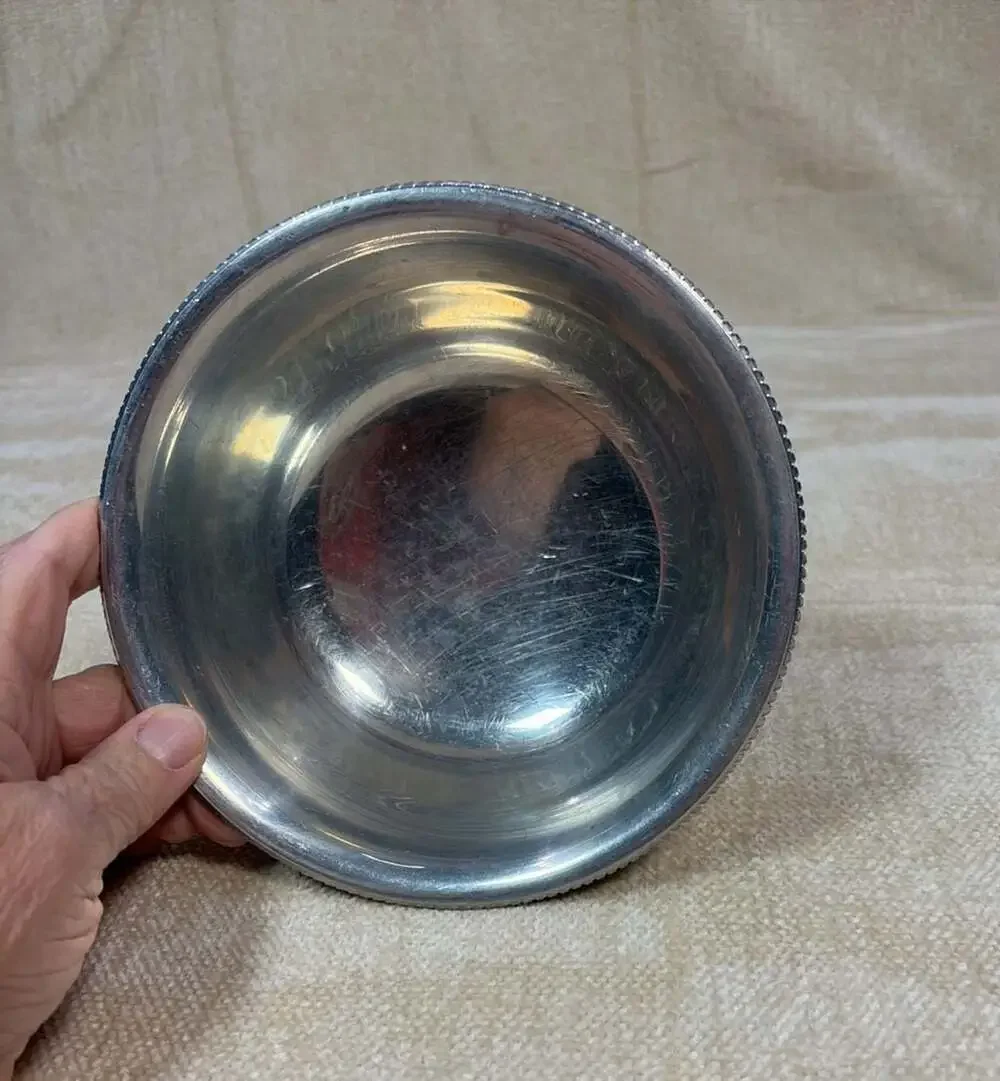 Vintage B.W. Buenilum Forged Aluminum 6 1/2 inch Bowl with Beaded Rim